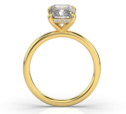 Radiant Yellow Gold Hidden Halo Solitaire Engagement Ring