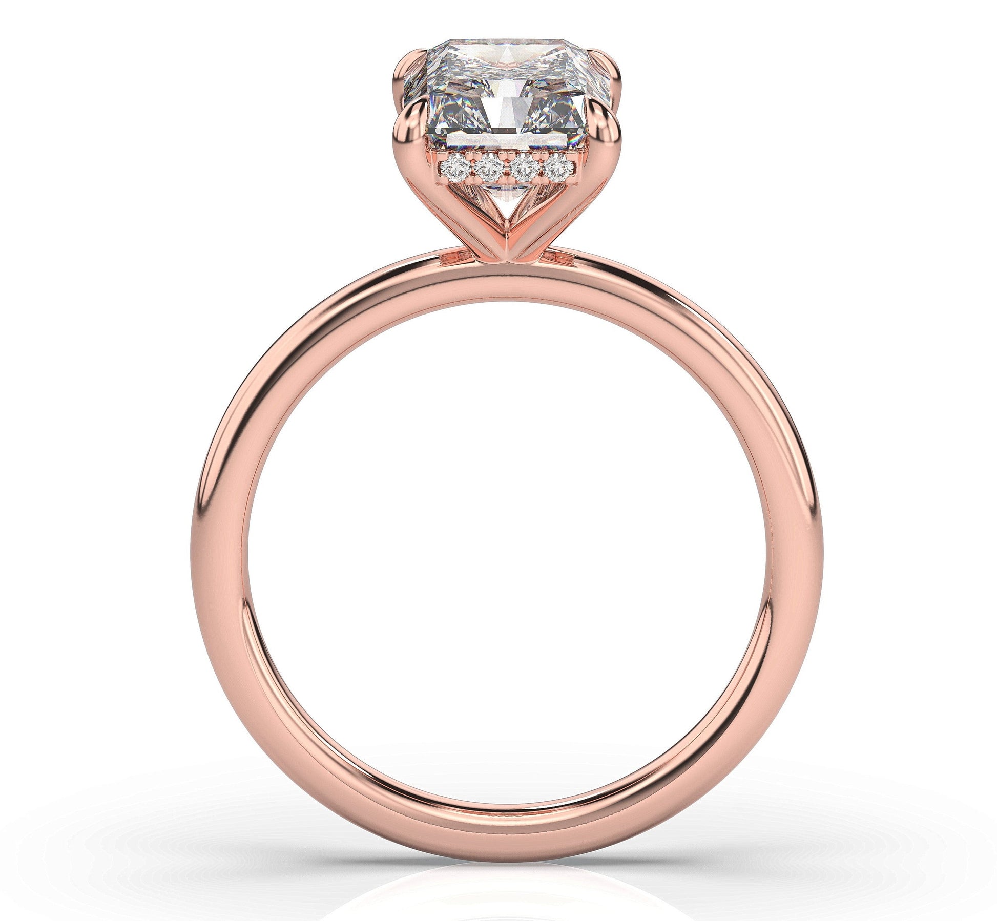 Radiant Rose Gold Hidden Halo Solitaire Engagement Ring