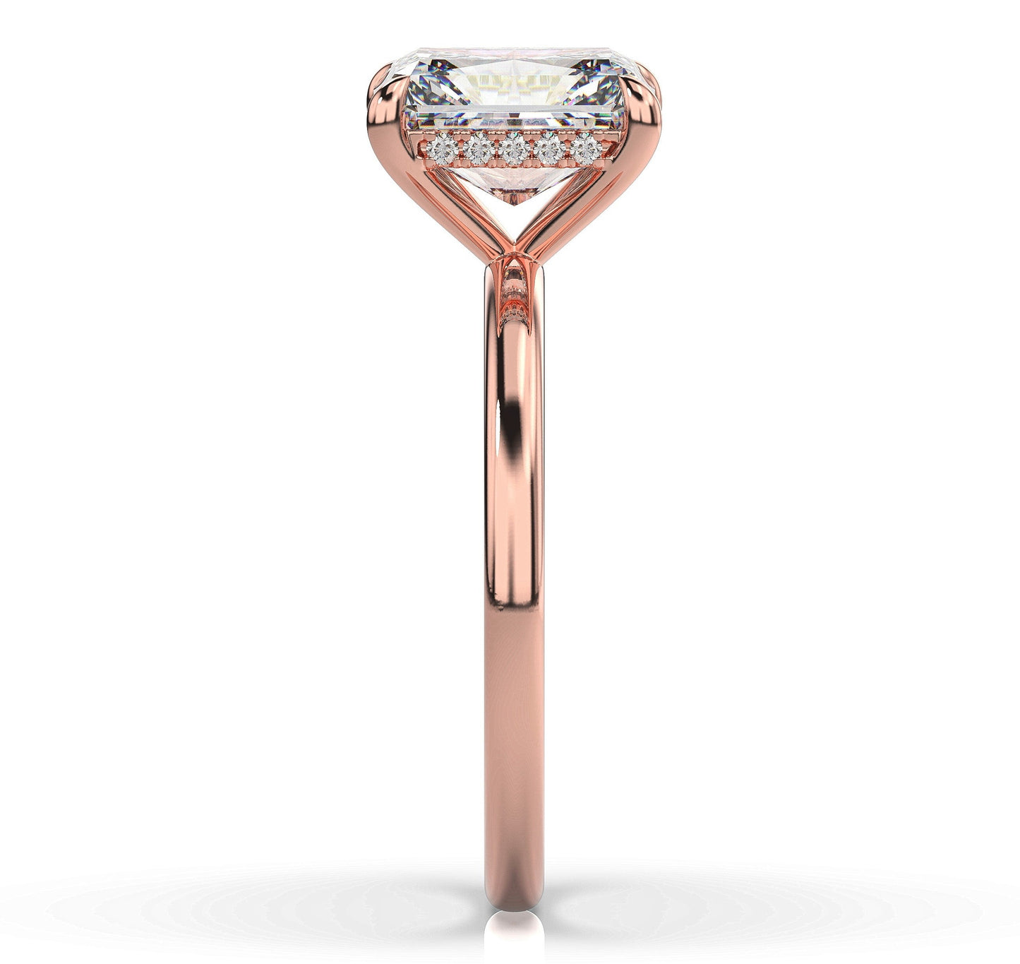 Radiant Rose Gold Hidden Halo Solitaire Engagement Ring