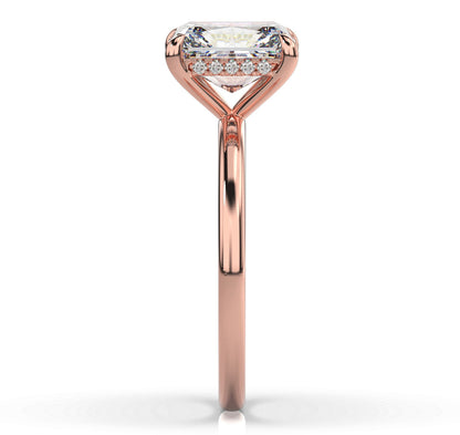 Radiant Rose Gold Hidden Halo Solitaire Engagement Ring