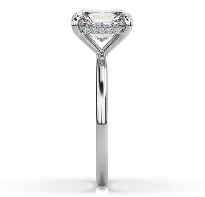Radiant White Gold Hidden Halo Solitaire Engagement Ring