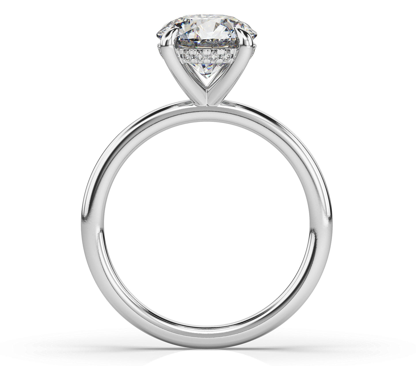 Round Brilliant White Gold Hidden Halo Solitaire Engagement Ring