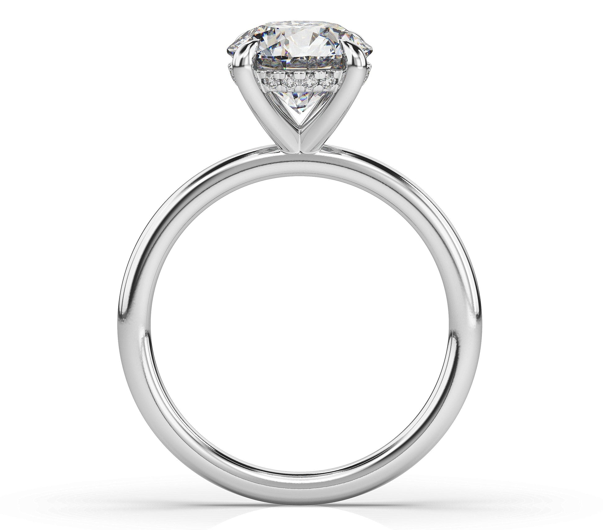 Round Brilliant White Gold Hidden Halo Solitaire Engagement Ring