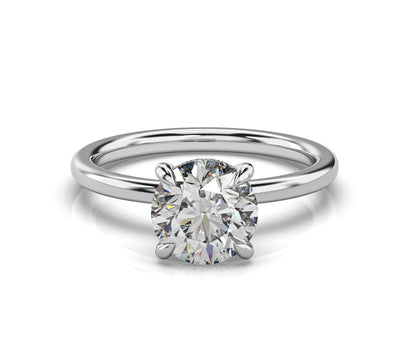 Round Brilliant White Gold Hidden Halo Solitaire Engagement Ring