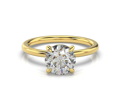 Round Brilliant Yellow Gold Hidden Halo Solitaire Engagement Ring