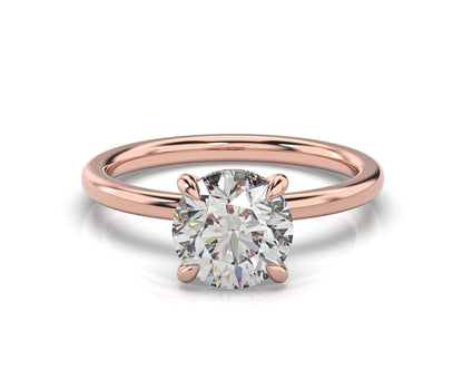 Round Brilliant Rose Gold Hidden Halo Solitaire Engagement Ring