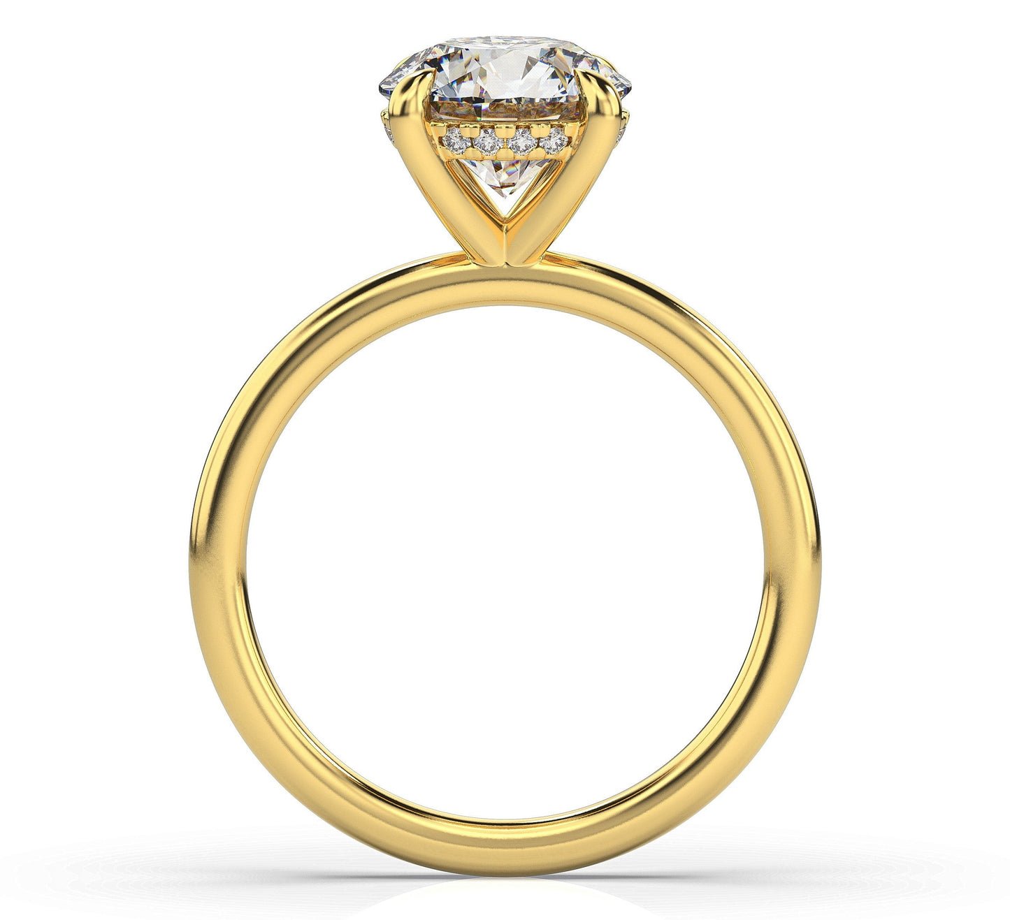 Round Brilliant Yellow Gold Hidden Halo Solitaire Engagement Ring