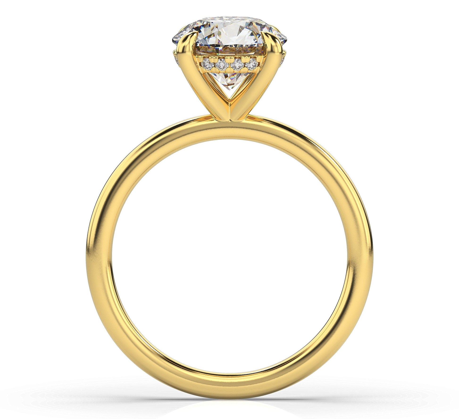 Round Brilliant Yellow Gold Hidden Halo Solitaire Engagement Ring