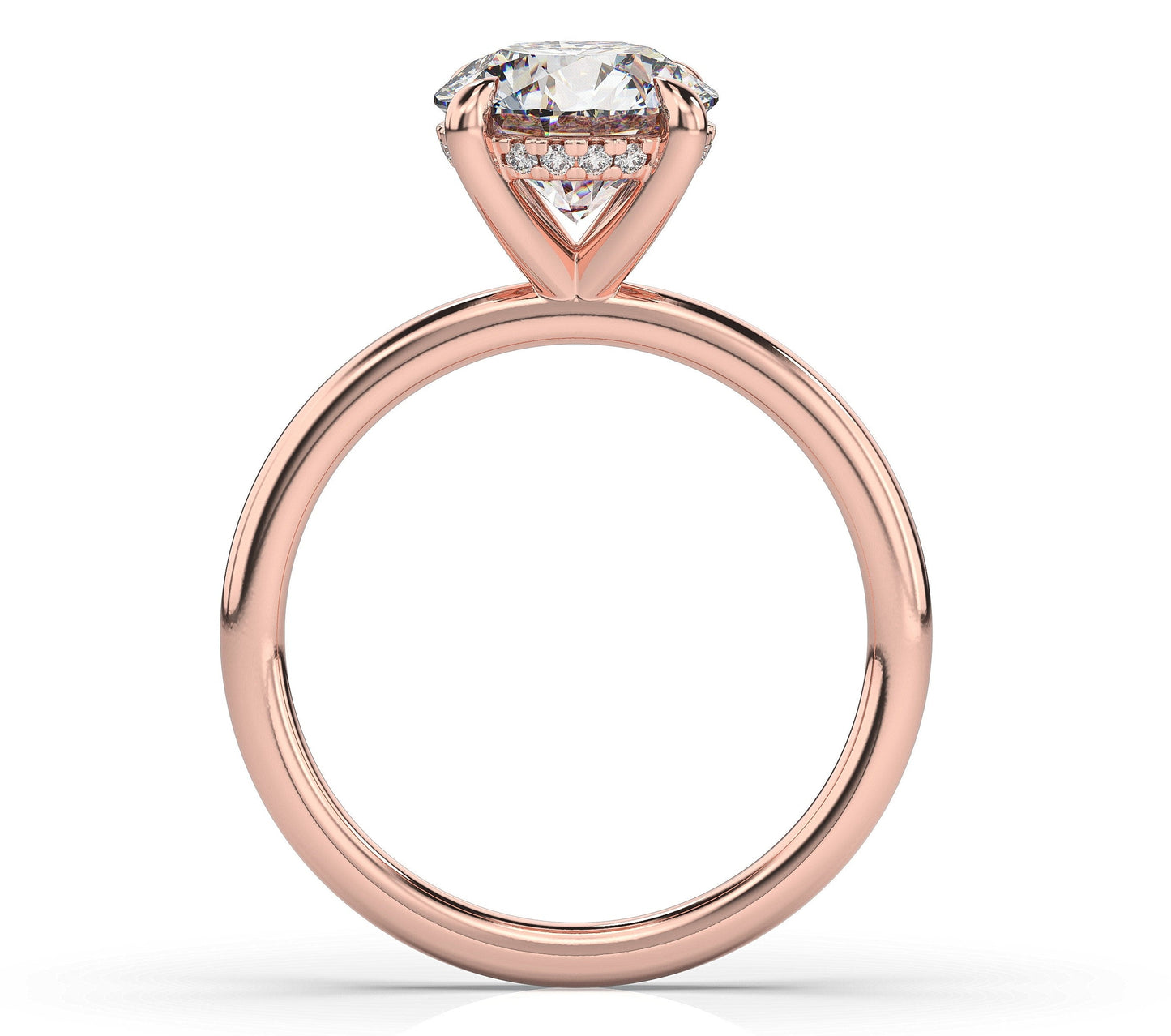 Round Brilliant Rose Gold Hidden Halo Solitaire Engagement Ring