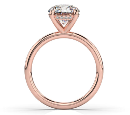 Round Brilliant Rose Gold Hidden Halo Solitaire Engagement Ring