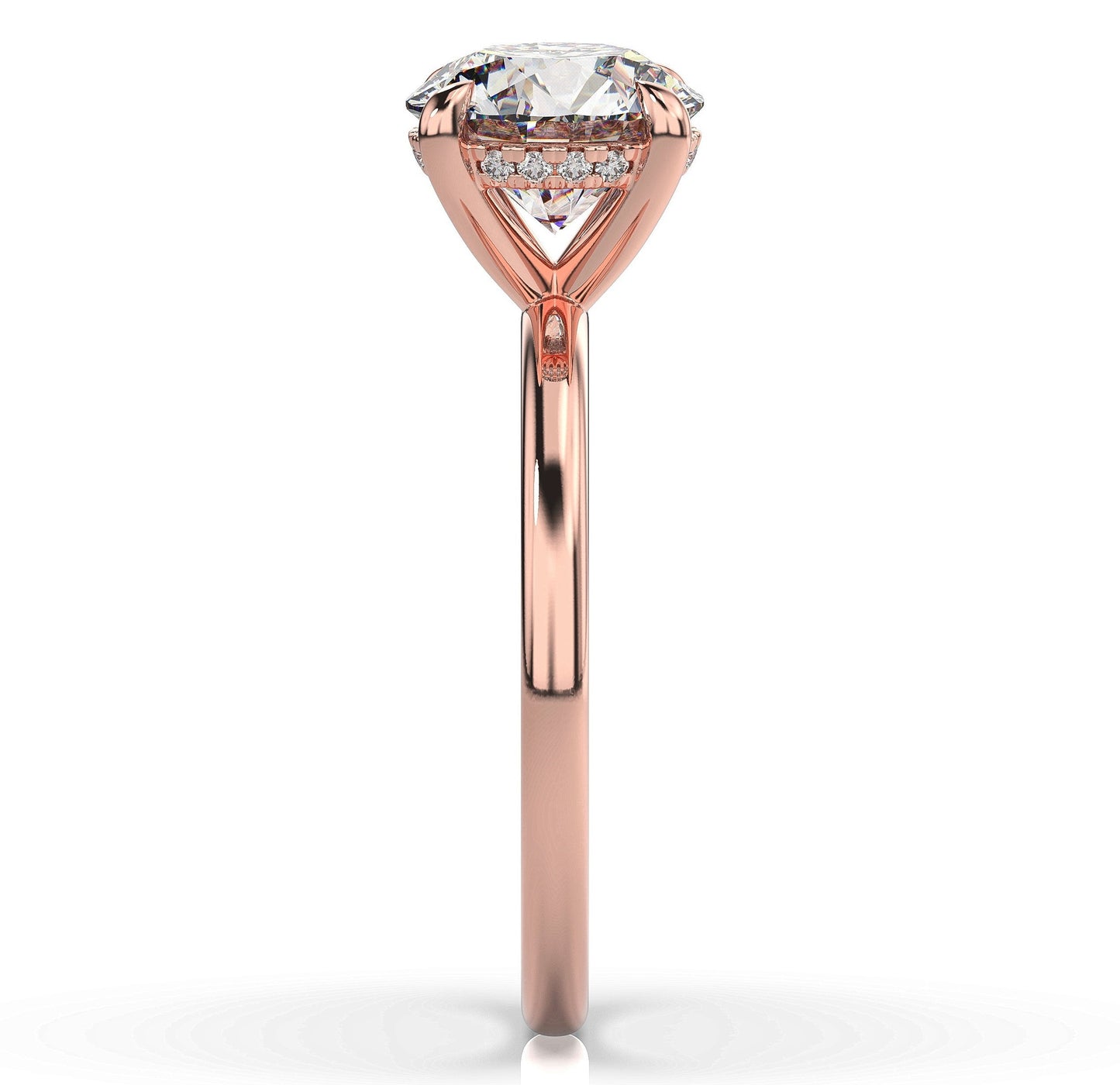 Round Brilliant Rose Gold Hidden Halo Solitaire Engagement Ring