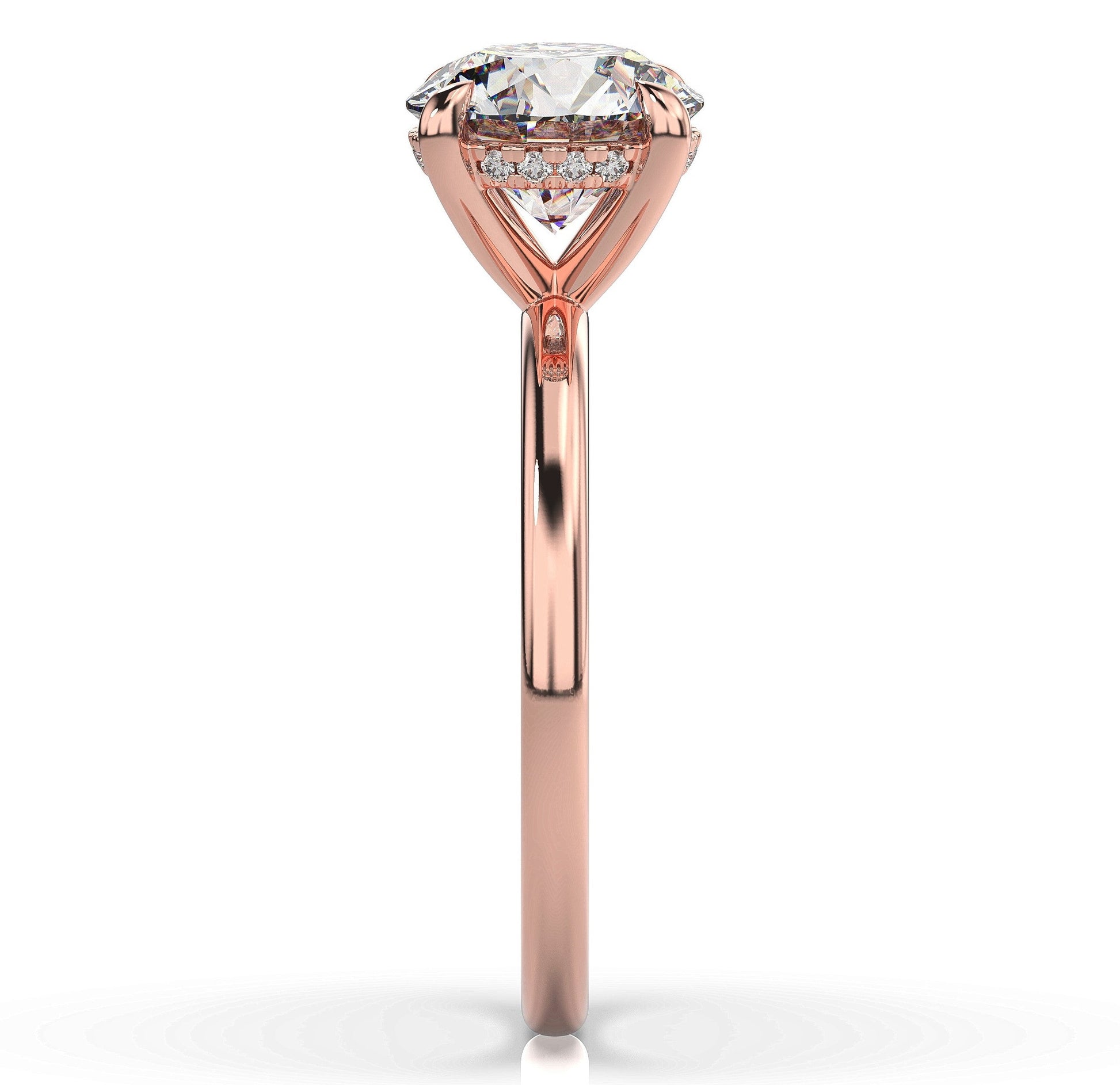 Round Brilliant Rose Gold Hidden Halo Solitaire Engagement Ring