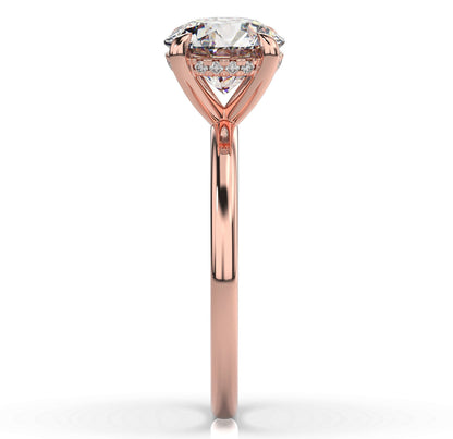 Round Brilliant Rose Gold Hidden Halo Solitaire Engagement Ring