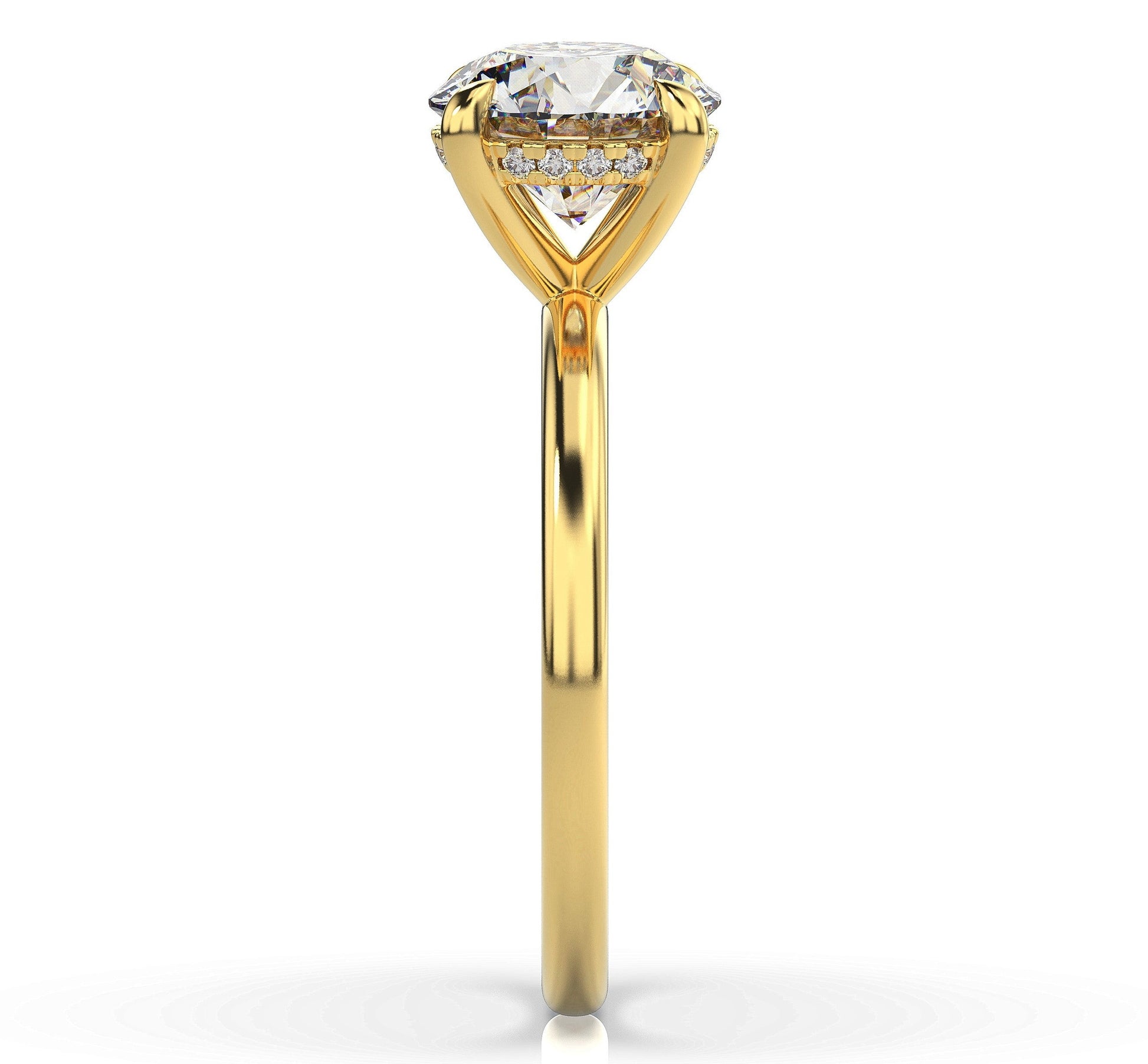 Round Brilliant Yellow Gold Hidden Halo Solitaire Engagement Ring