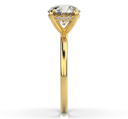 Round Brilliant Yellow Gold Hidden Halo Solitaire Engagement Ring