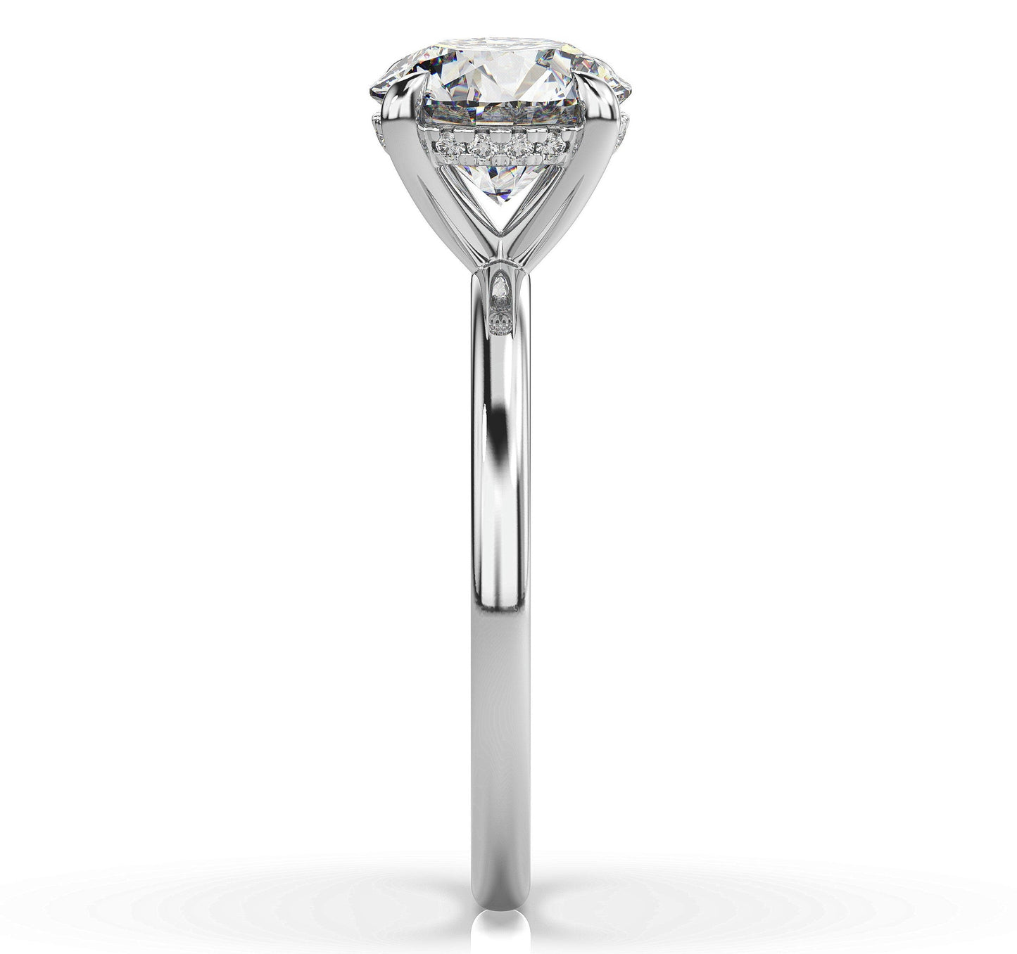 Round Brilliant White Gold Hidden Halo Solitaire Engagement Ring