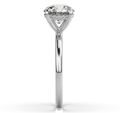 Round Brilliant White Gold Hidden Halo Solitaire Engagement Ring