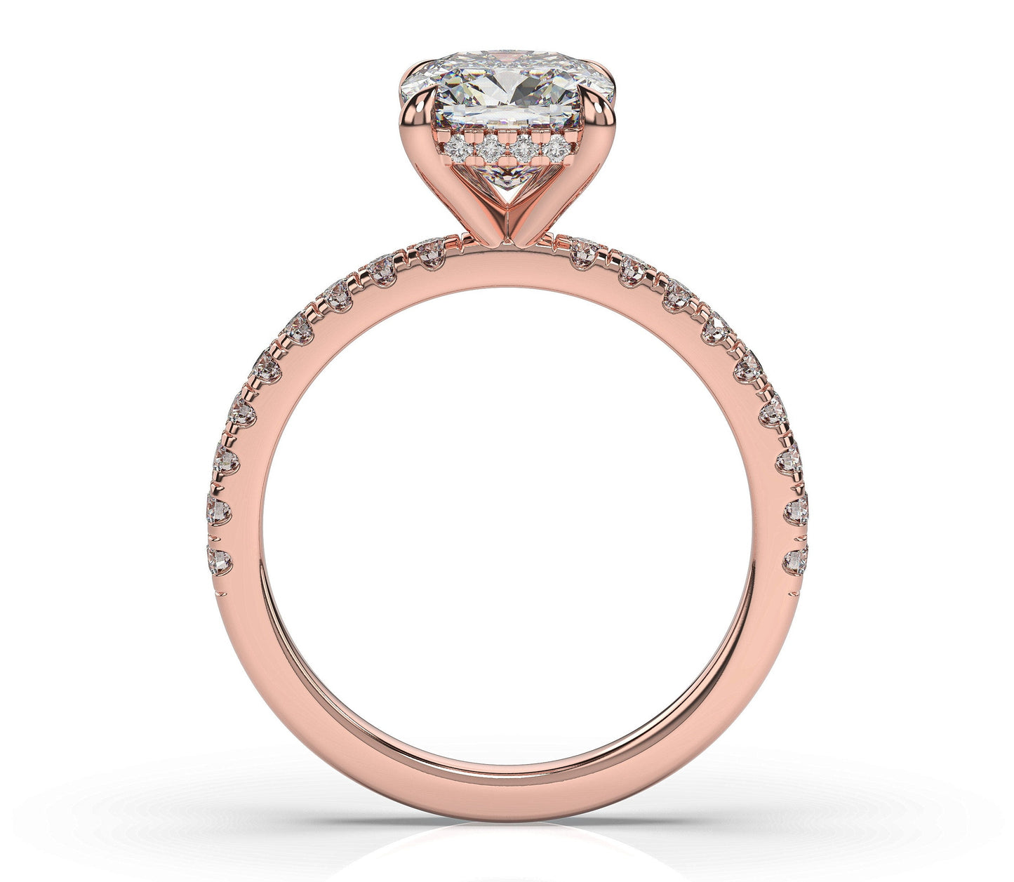 Cushion Rose Gold Hidden Halo Engagement Ring