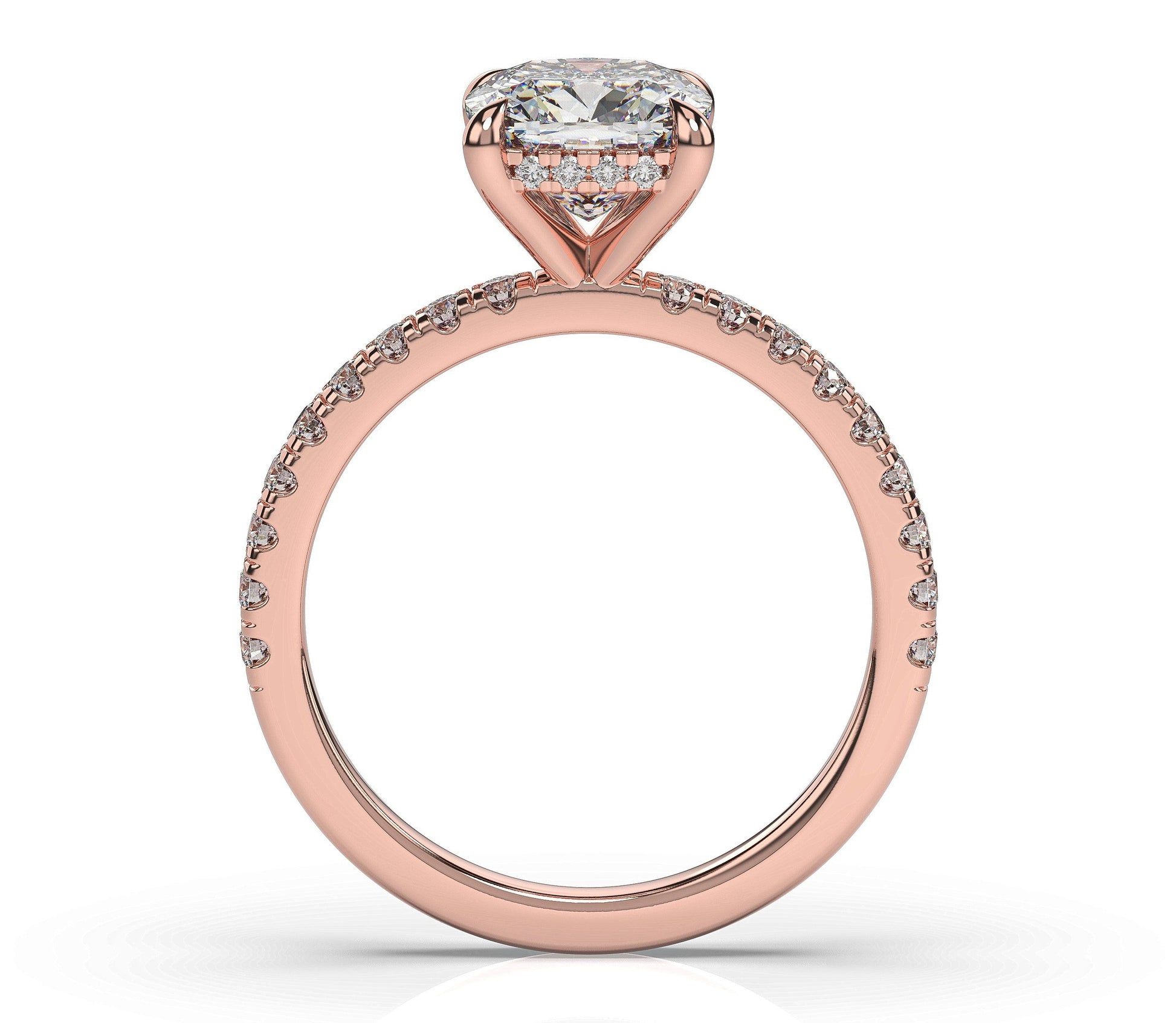 Cushion Rose Gold Hidden Halo Engagement Ring
