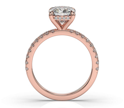 Cushion Rose Gold Hidden Halo Engagement Ring