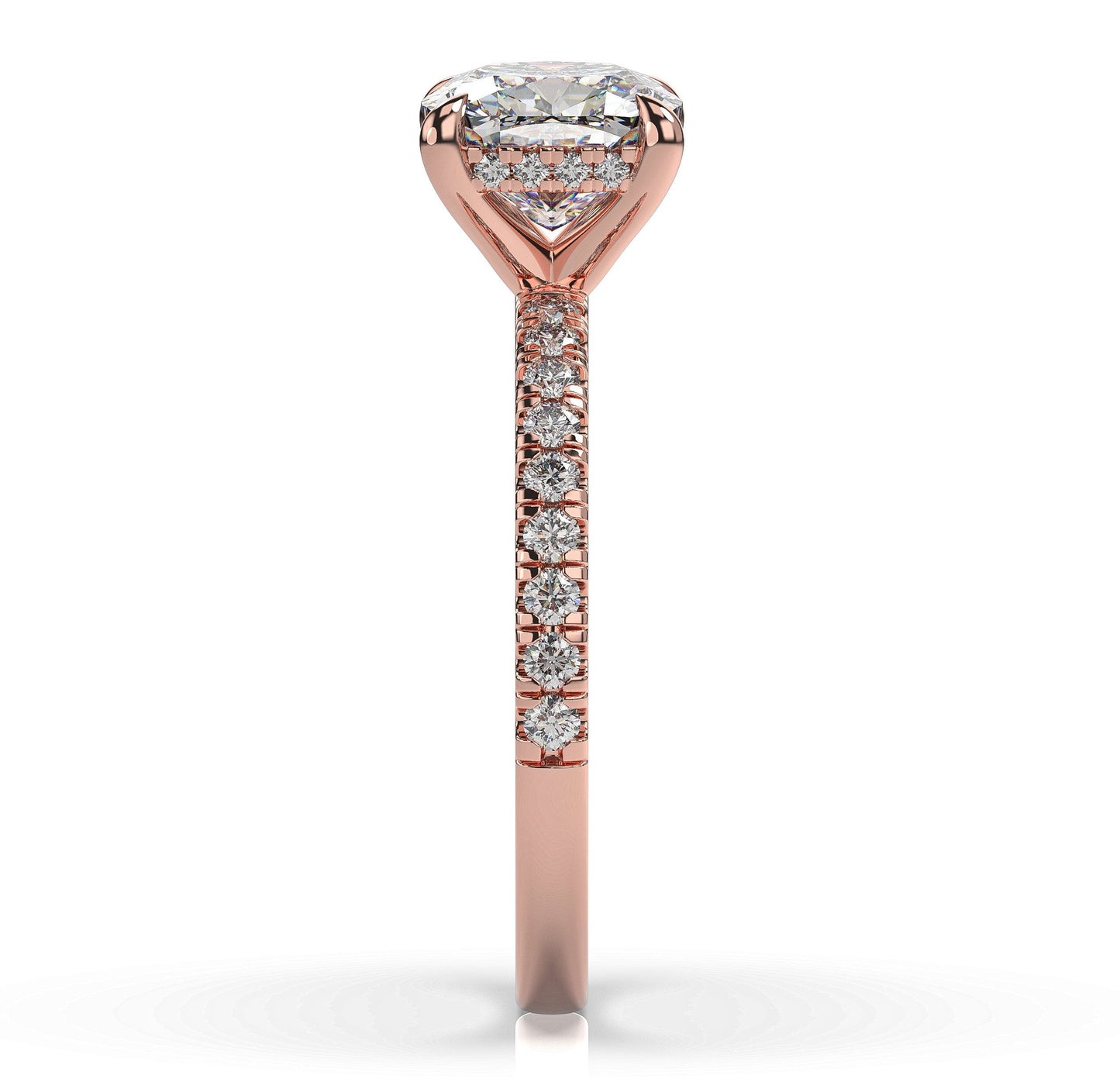 Cushion Rose Gold Hidden Halo Engagement Ring