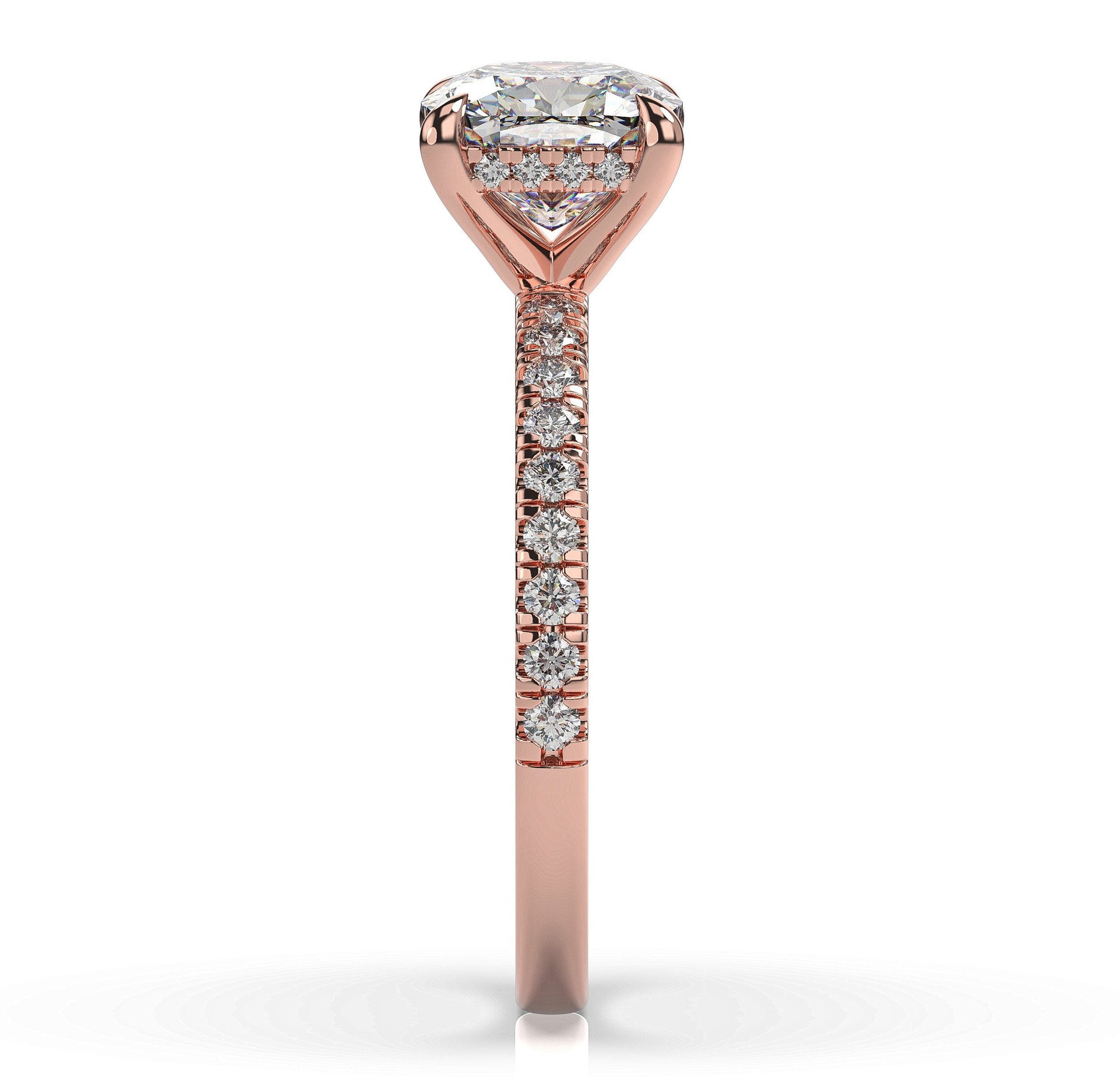 Cushion Rose Gold Hidden Halo Engagement Ring