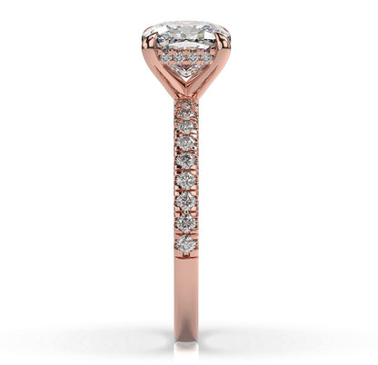 Cushion Rose Gold Hidden Halo Engagement Ring