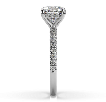 Cushion White Gold Hidden Halo Engagement Ring