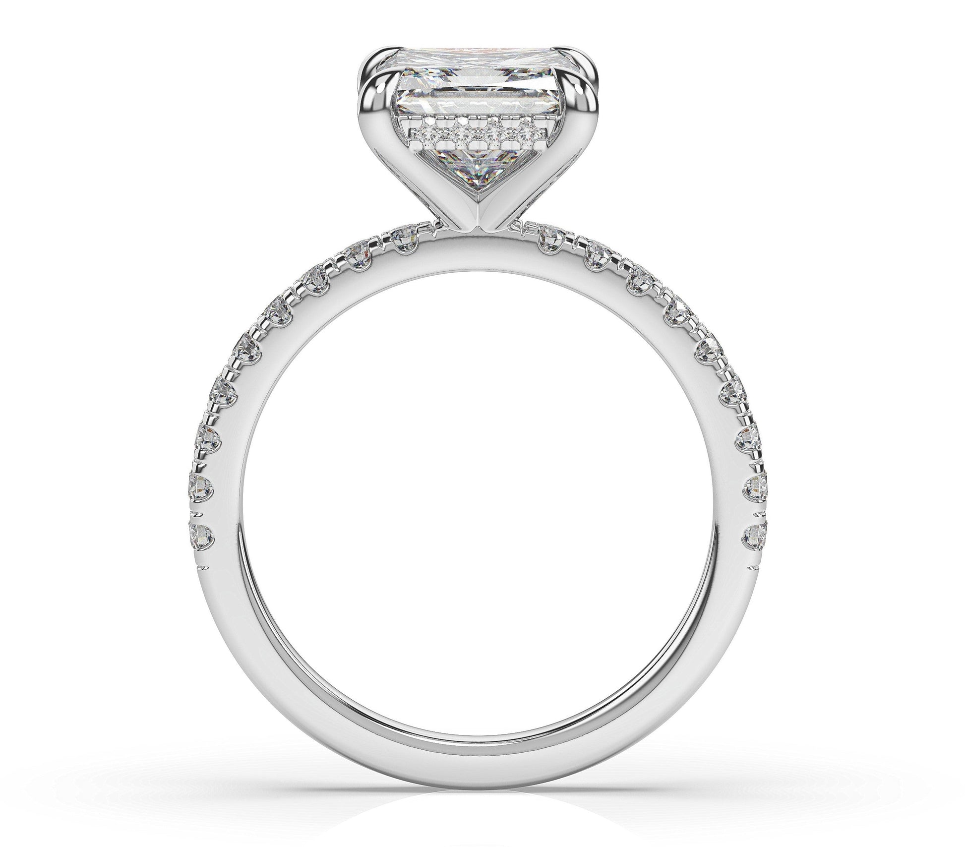 Princess White Gold Hidden Halo Engagement Ring