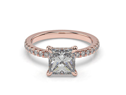 Princess Rose Gold Hidden Halo Engagement Ring