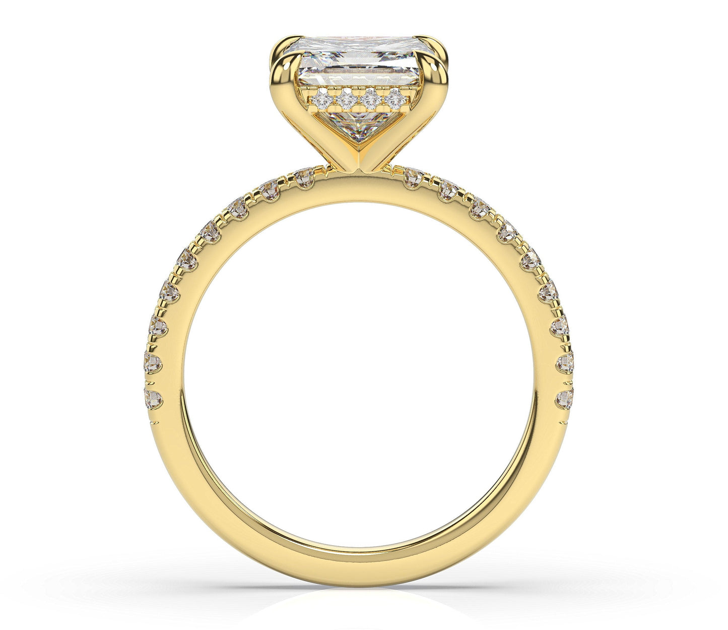 Princess Yellow Gold Hidden Halo Engagement Ring