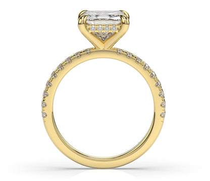 Princess Yellow Gold Hidden Halo Engagement Ring
