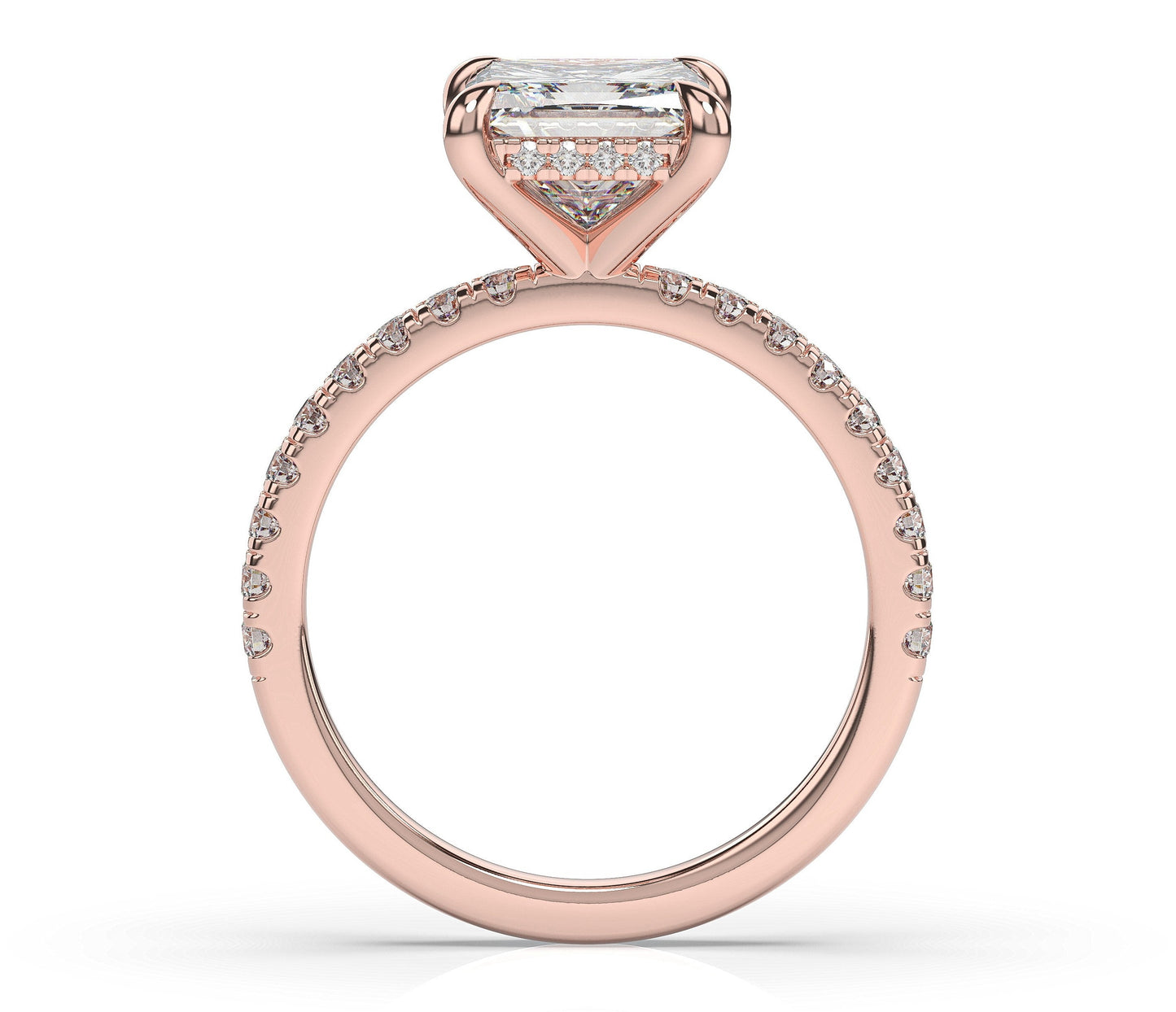 Princess Rose Gold Hidden Halo Engagement Ring