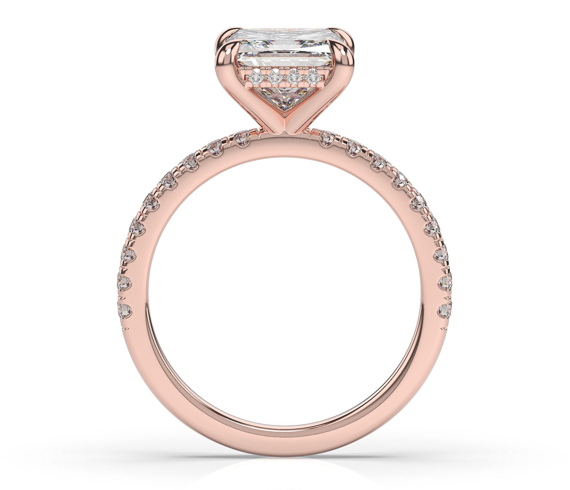Princess Rose Gold Hidden Halo Engagement Ring