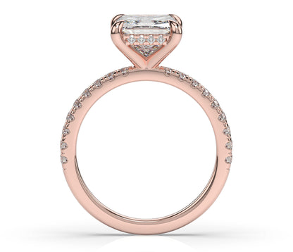 Princess Rose Gold Hidden Halo Engagement Ring