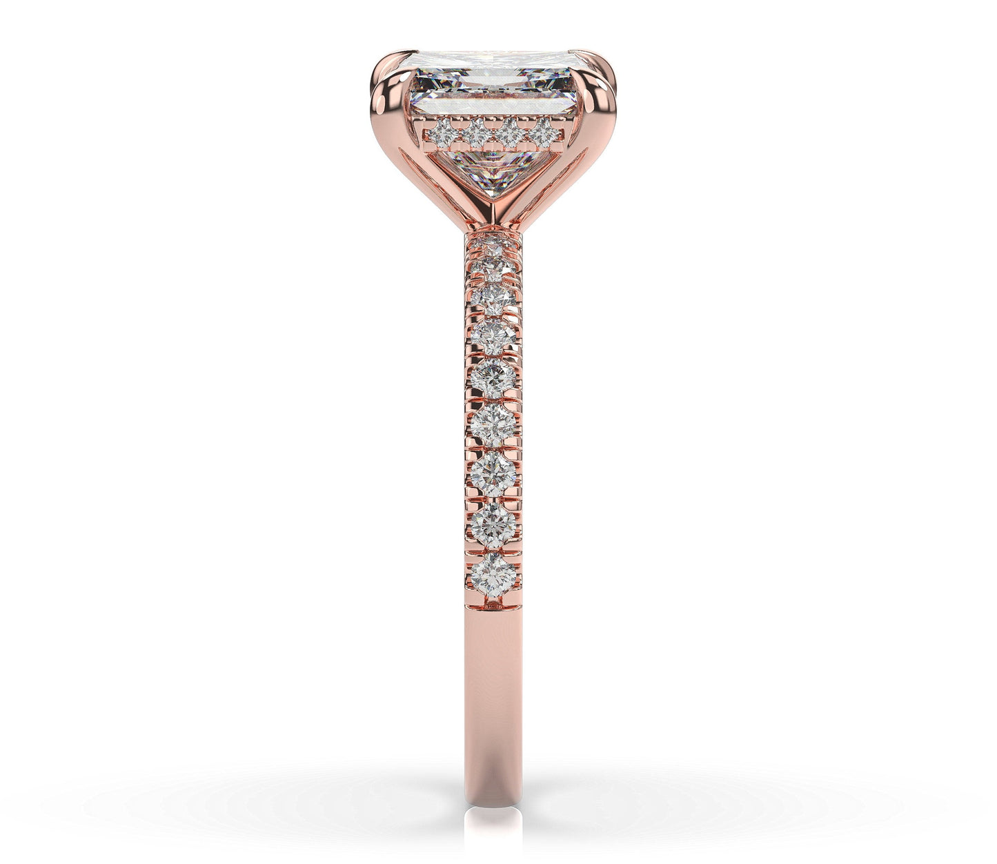 Princess Rose Gold Hidden Halo Engagement Ring