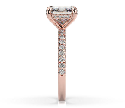 Princess Rose Gold Hidden Halo Engagement Ring
