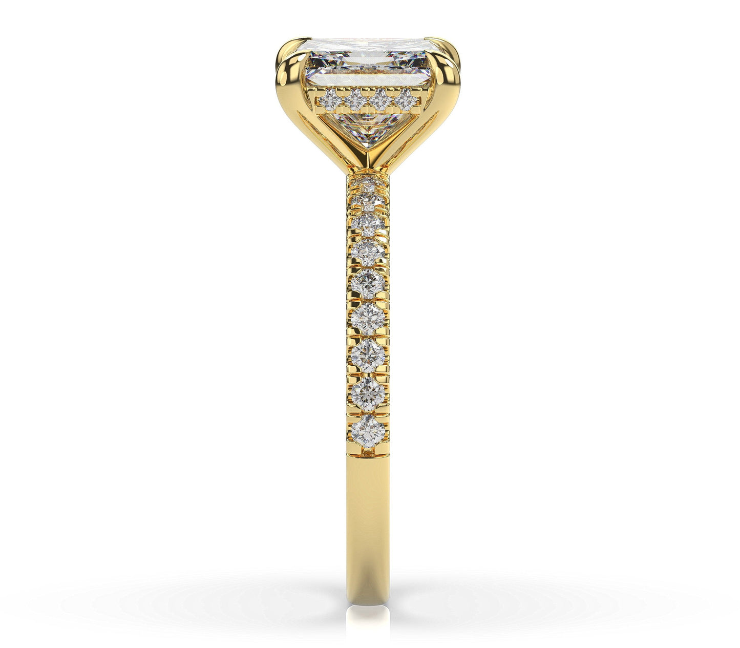 Princess Yellow Gold Hidden Halo Engagement Ring