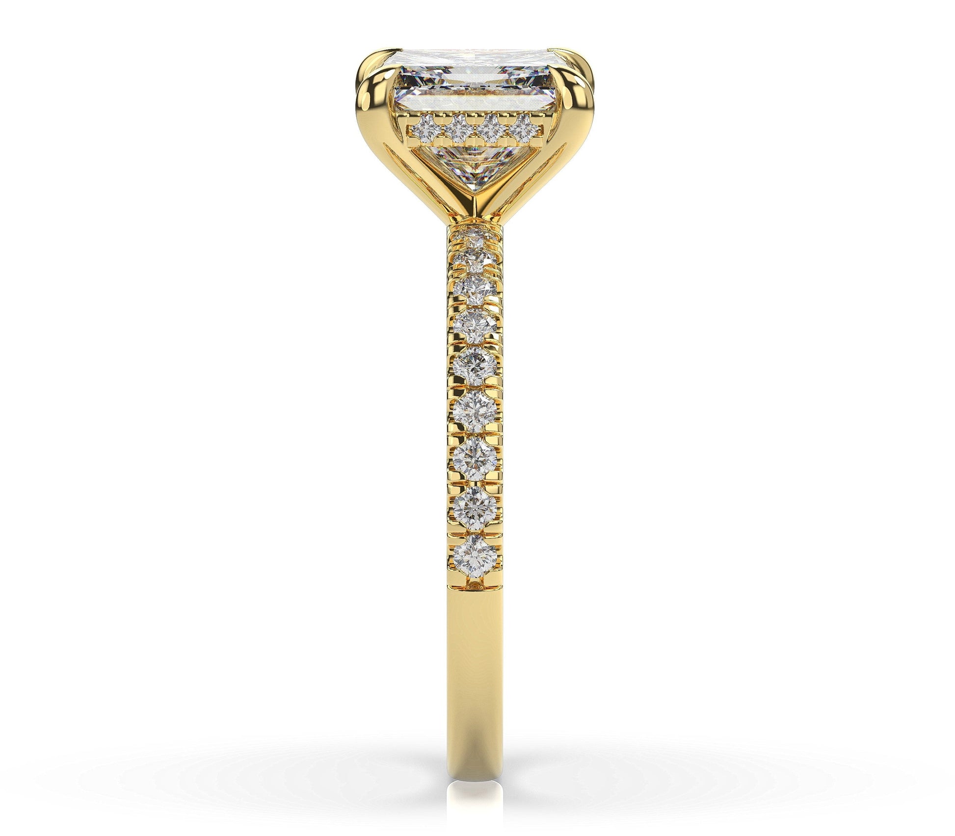 Princess Yellow Gold Hidden Halo Engagement Ring