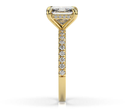 Princess Yellow Gold Hidden Halo Engagement Ring