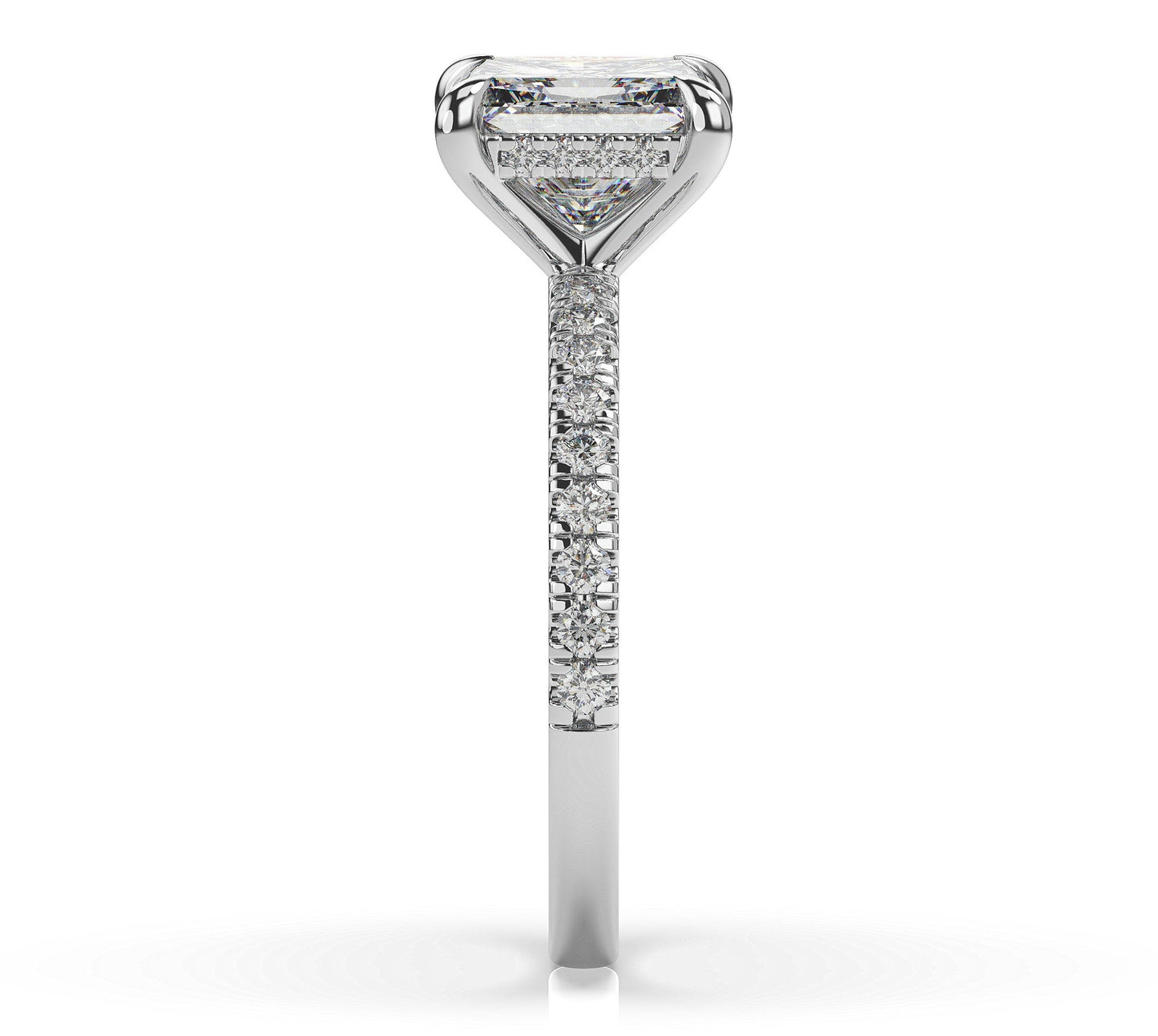 Princess White Gold Hidden Halo Engagement Ring