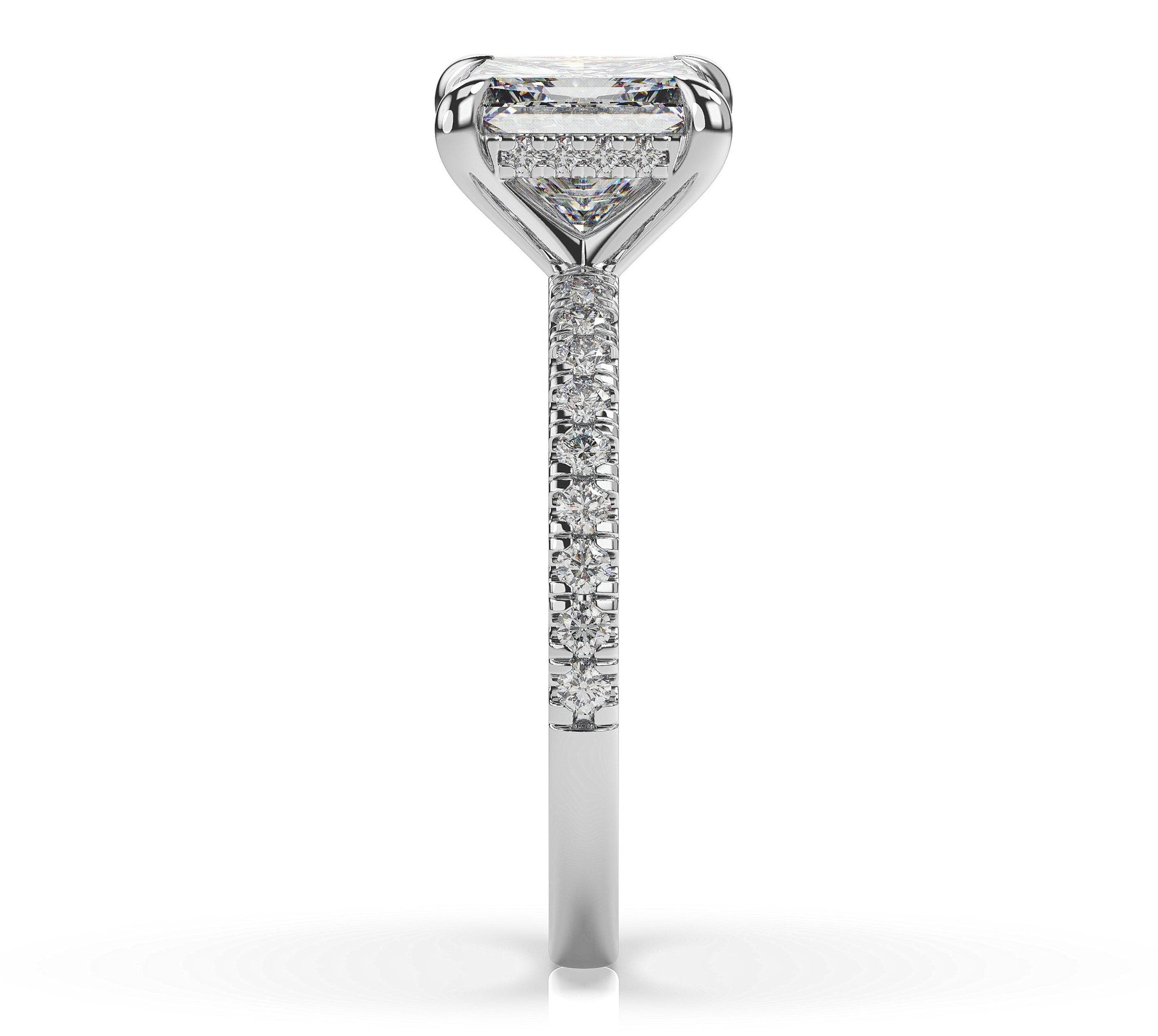 Princess White Gold Hidden Halo Engagement Ring