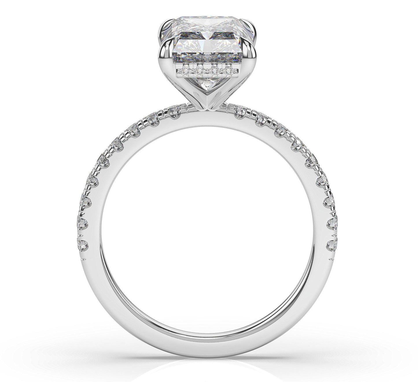 Radiant White Gold Hidden Halo Engagement Ring