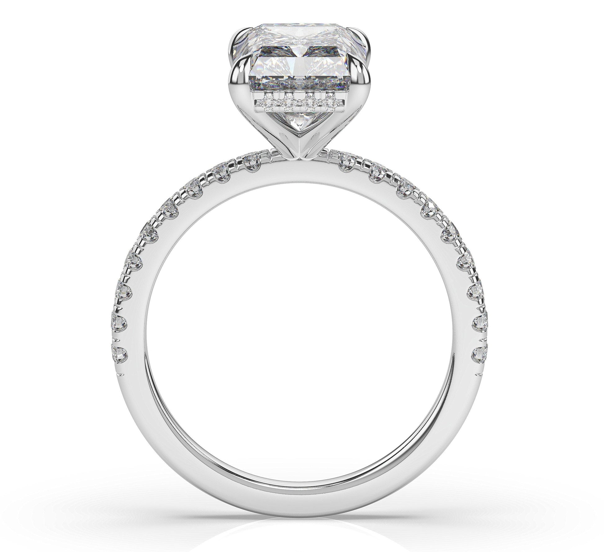 Radiant White Gold Hidden Halo Engagement Ring