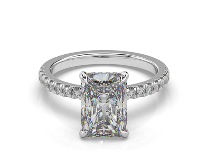 Radiant White Gold Hidden Halo Engagement Ring