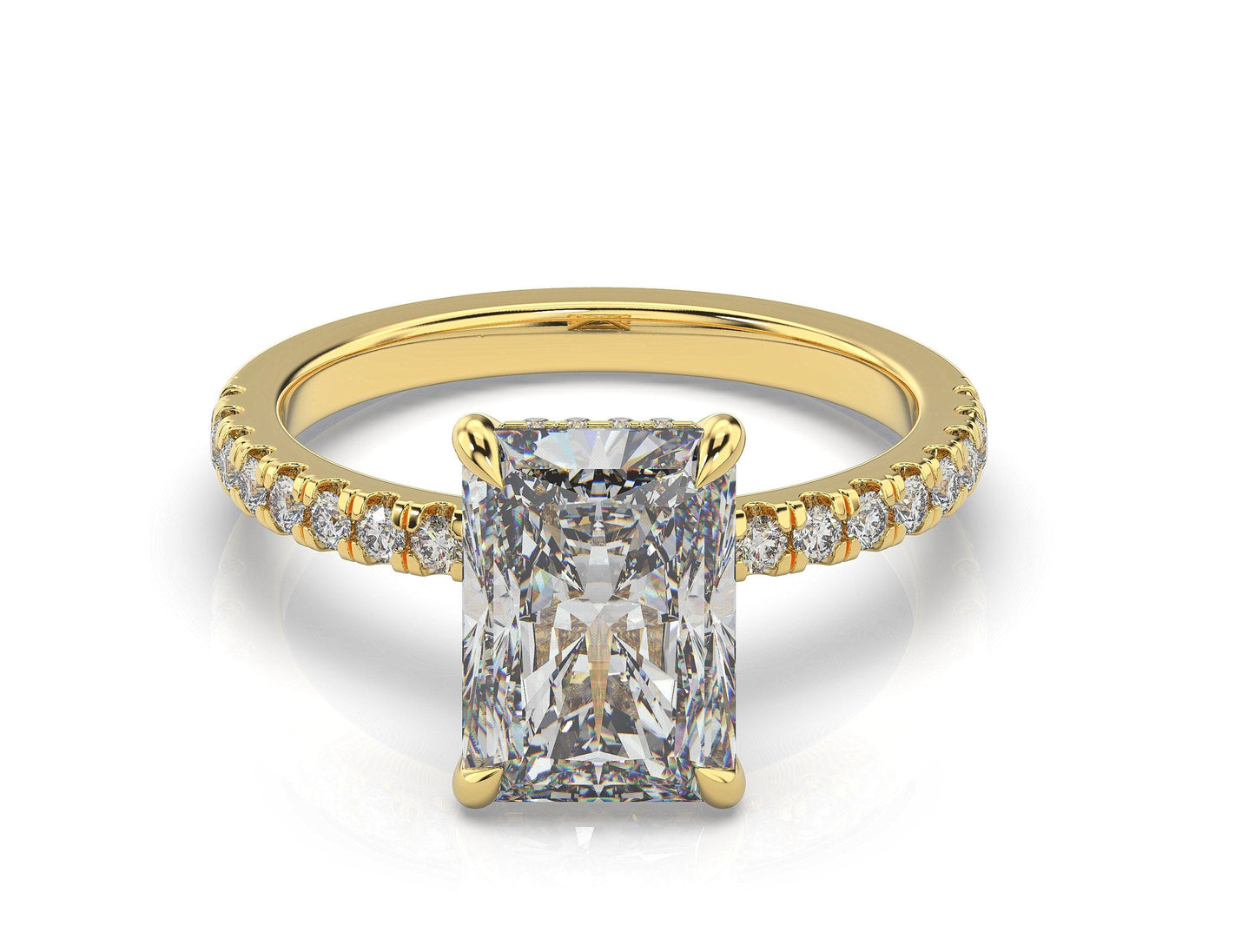 Radiant Yellow Gold Hidden Halo Engagement Ring