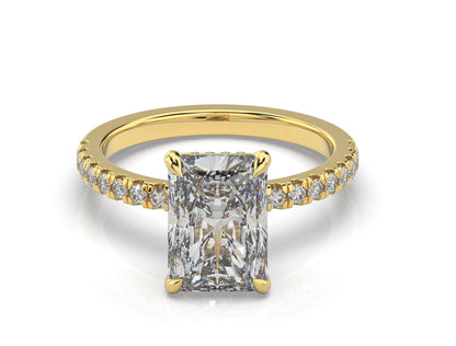 Radiant Yellow Gold Hidden Halo Engagement Ring