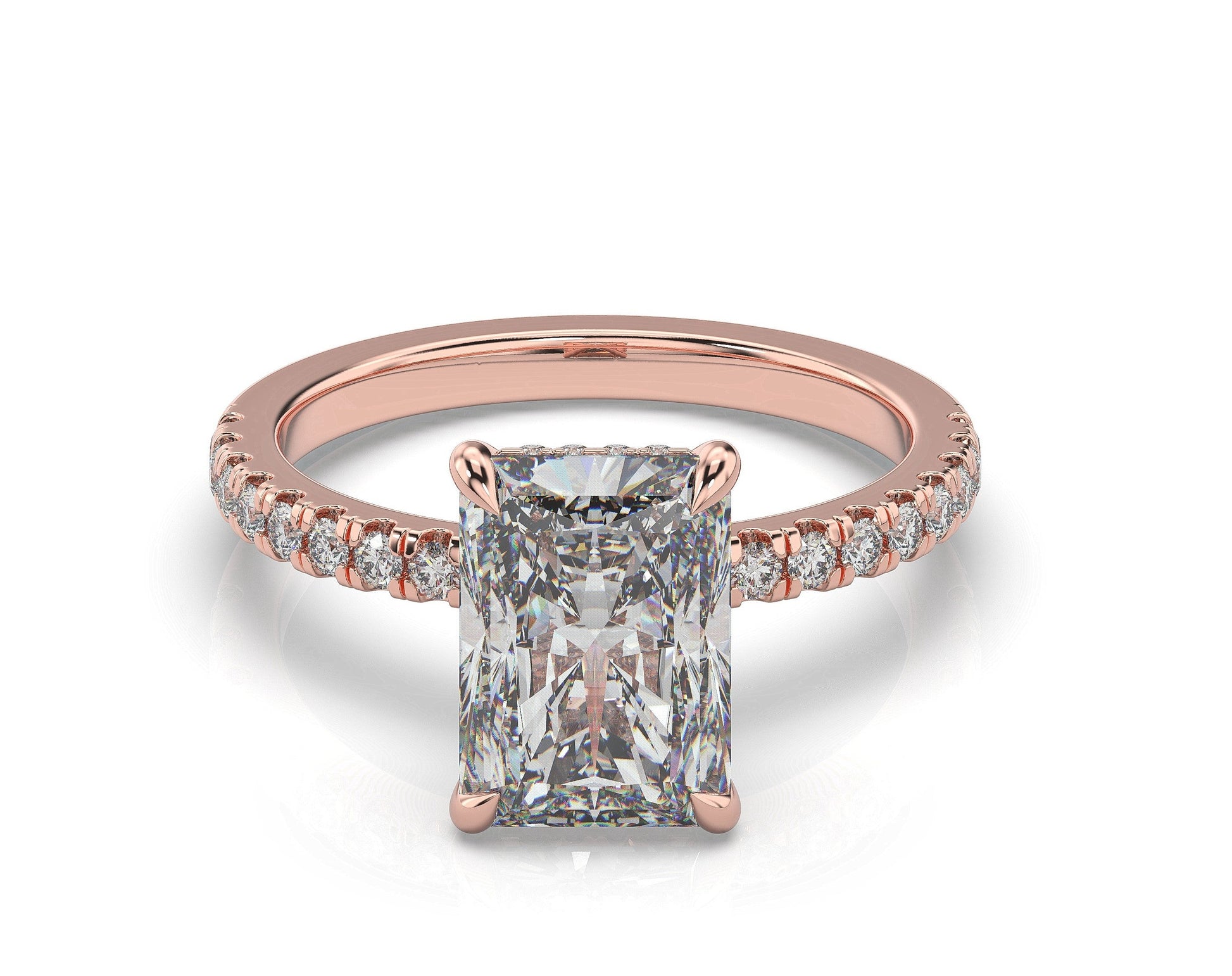 Radiant Rose Gold Hidden Halo Engagement Ring
