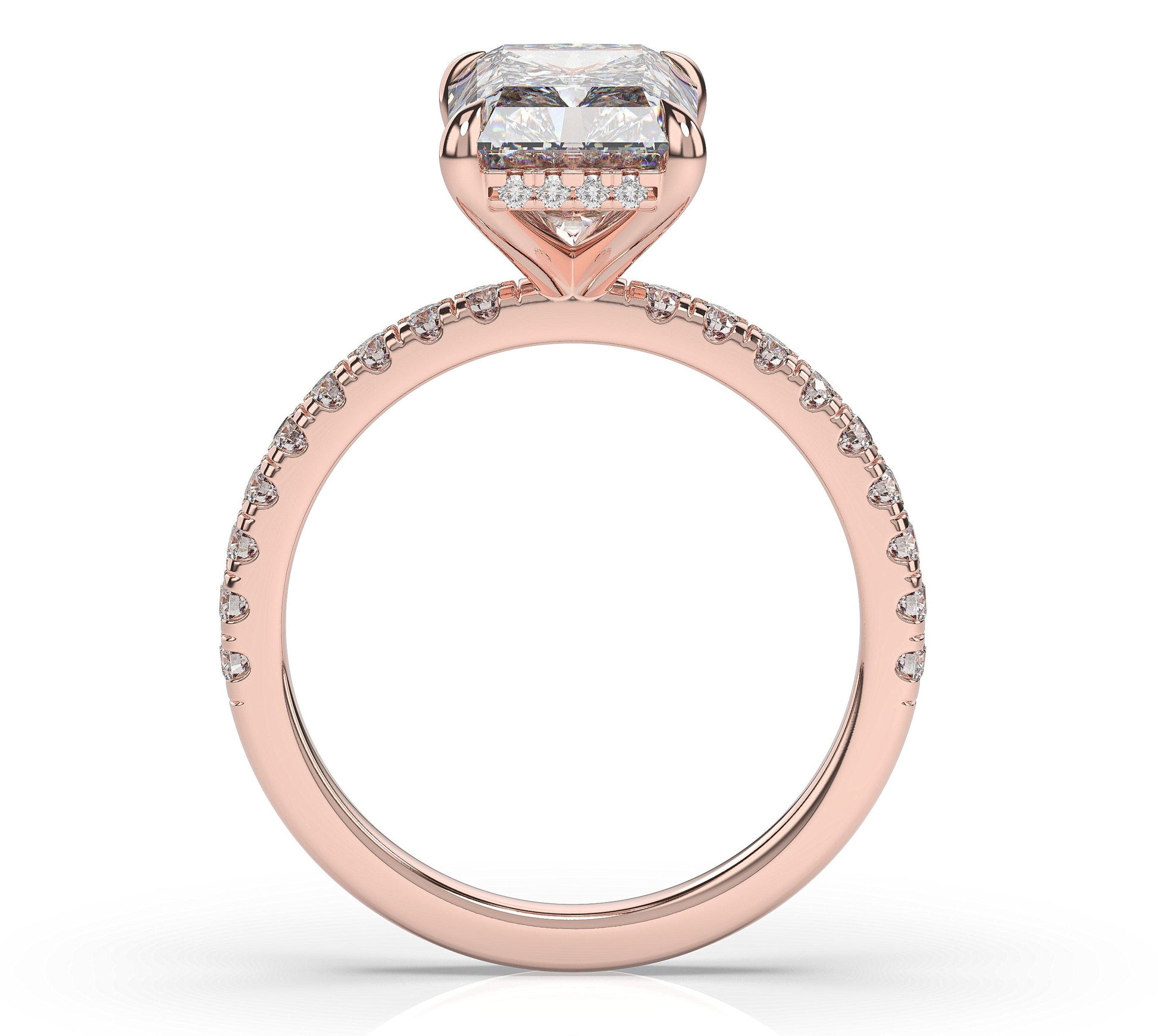 Radiant Rose Gold Hidden Halo Engagement Ring
