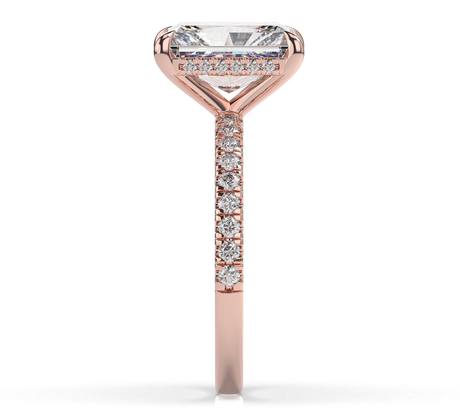 Radiant Rose Gold Hidden Halo Engagement Ring